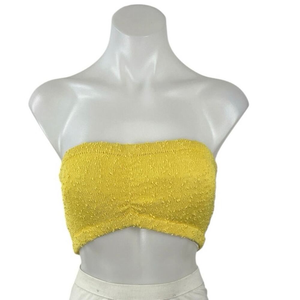 NEW Casablanca Women Yellow Strapless Textured Tube Bandeau Crop Top Size S